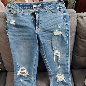 Old Navy Jeans Womens Sz 4 Mid Rise Rockstar Super Skinny Distressed Stretch
